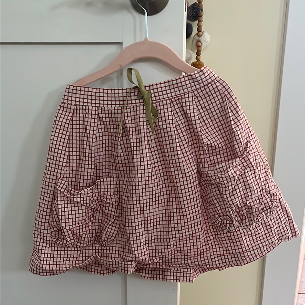 Plaid Red Skirt with Green Accent